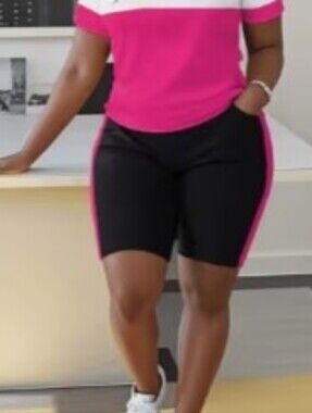 Women's Black Shorts with Pink Side Stripe
